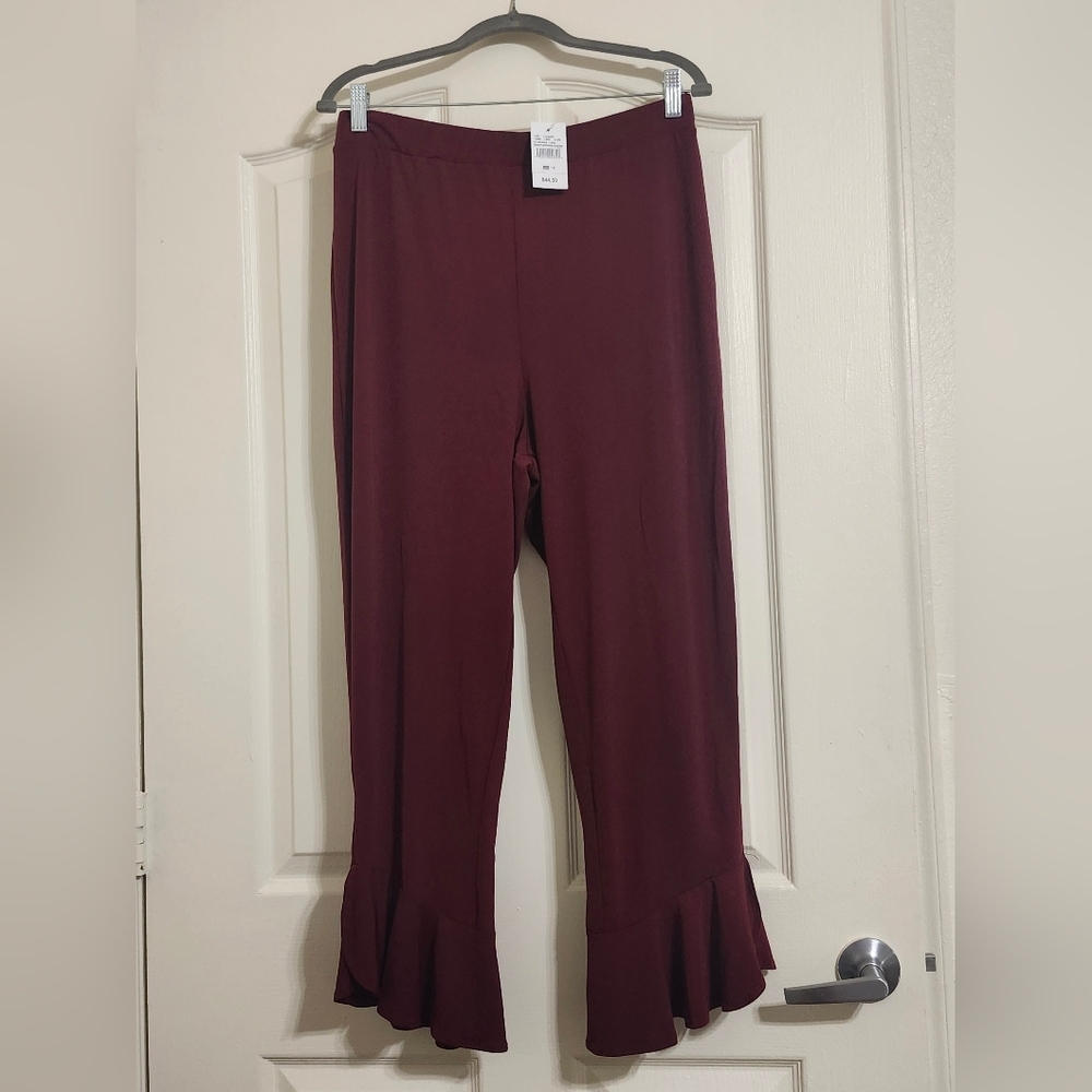 Ashley Stewart Women's High Waist Ruffle Hem Leggings